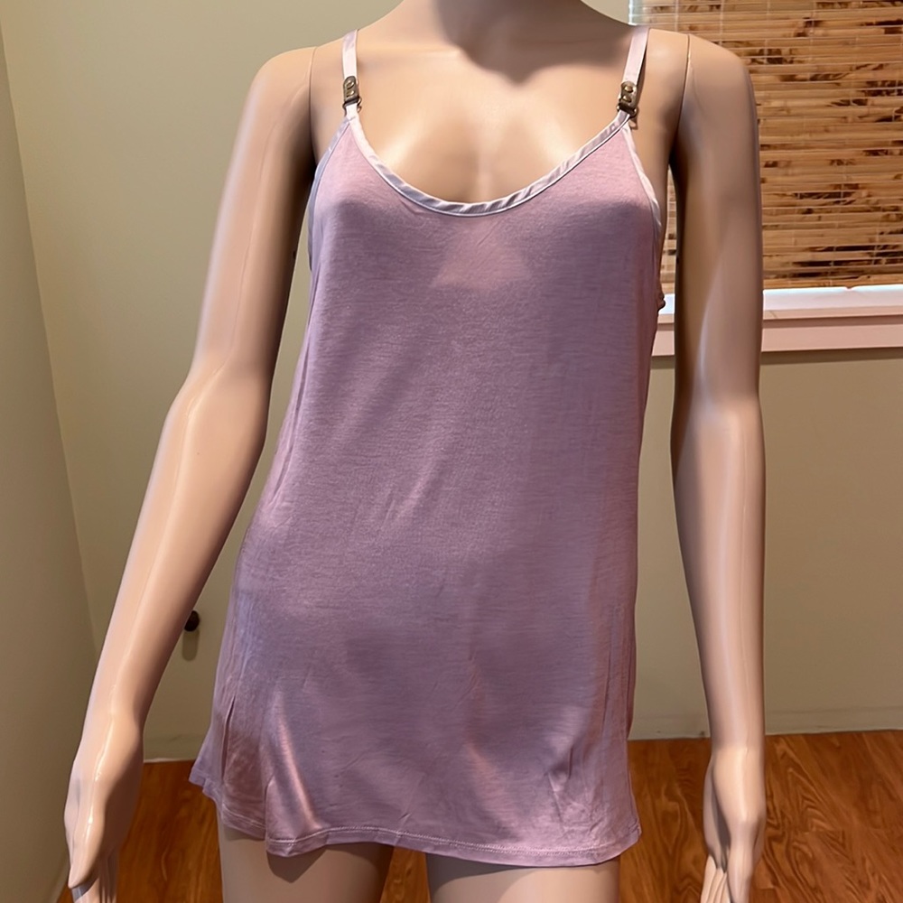 Crystal Wearables Lavender Tank Top With Leather And Brass Trim On Straps L